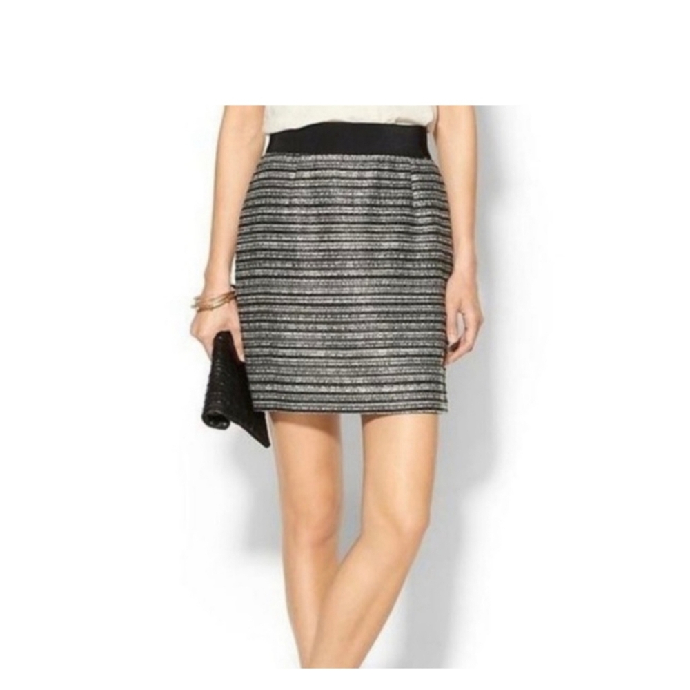 Milly Mini-skirt In Metallic Black Tweed.